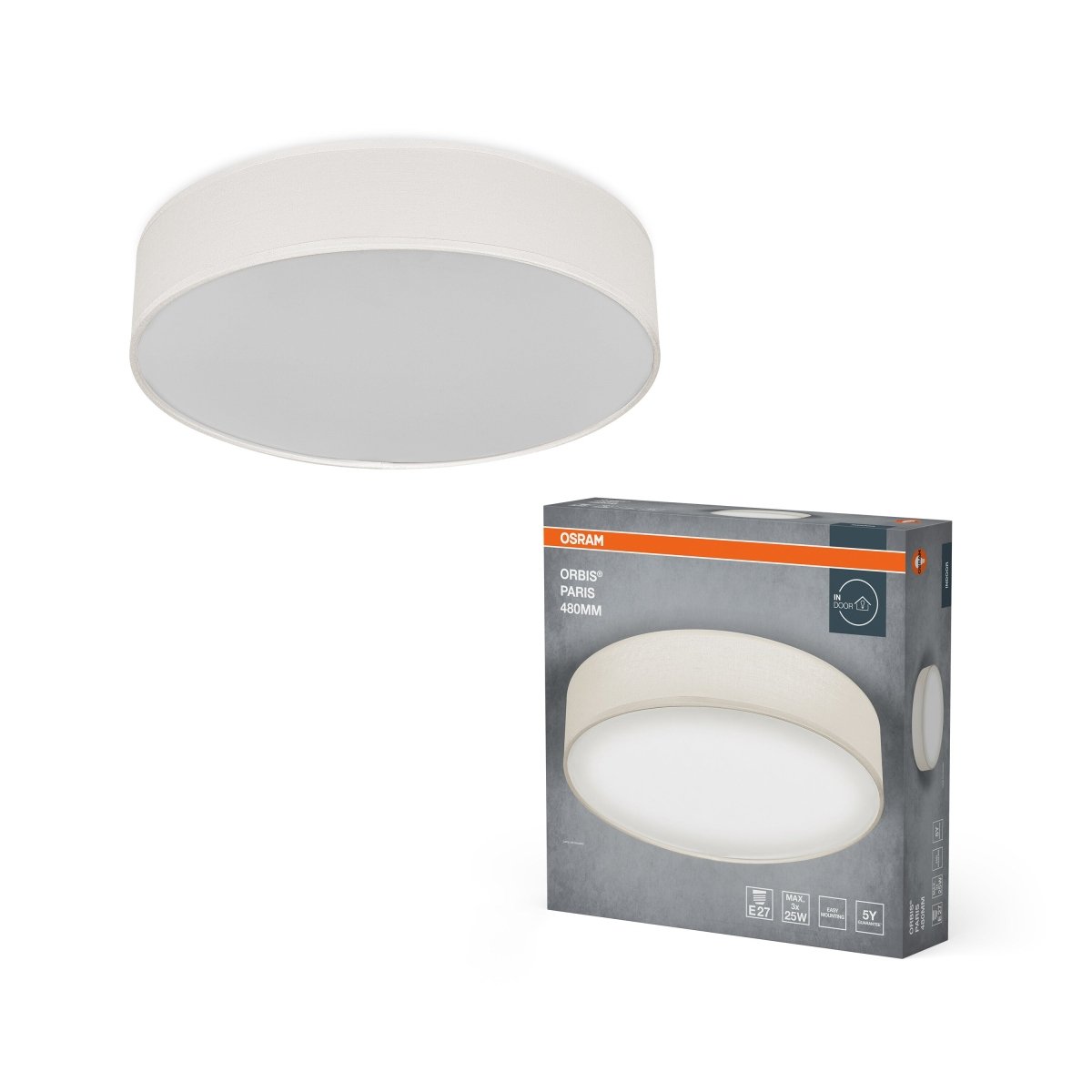 4099854449529 - LED stropní svítidlo smetanové E27 ORBIS PARIS 480 mm OSRAM - Stropní svítidlo - LEDVANCE e - shop