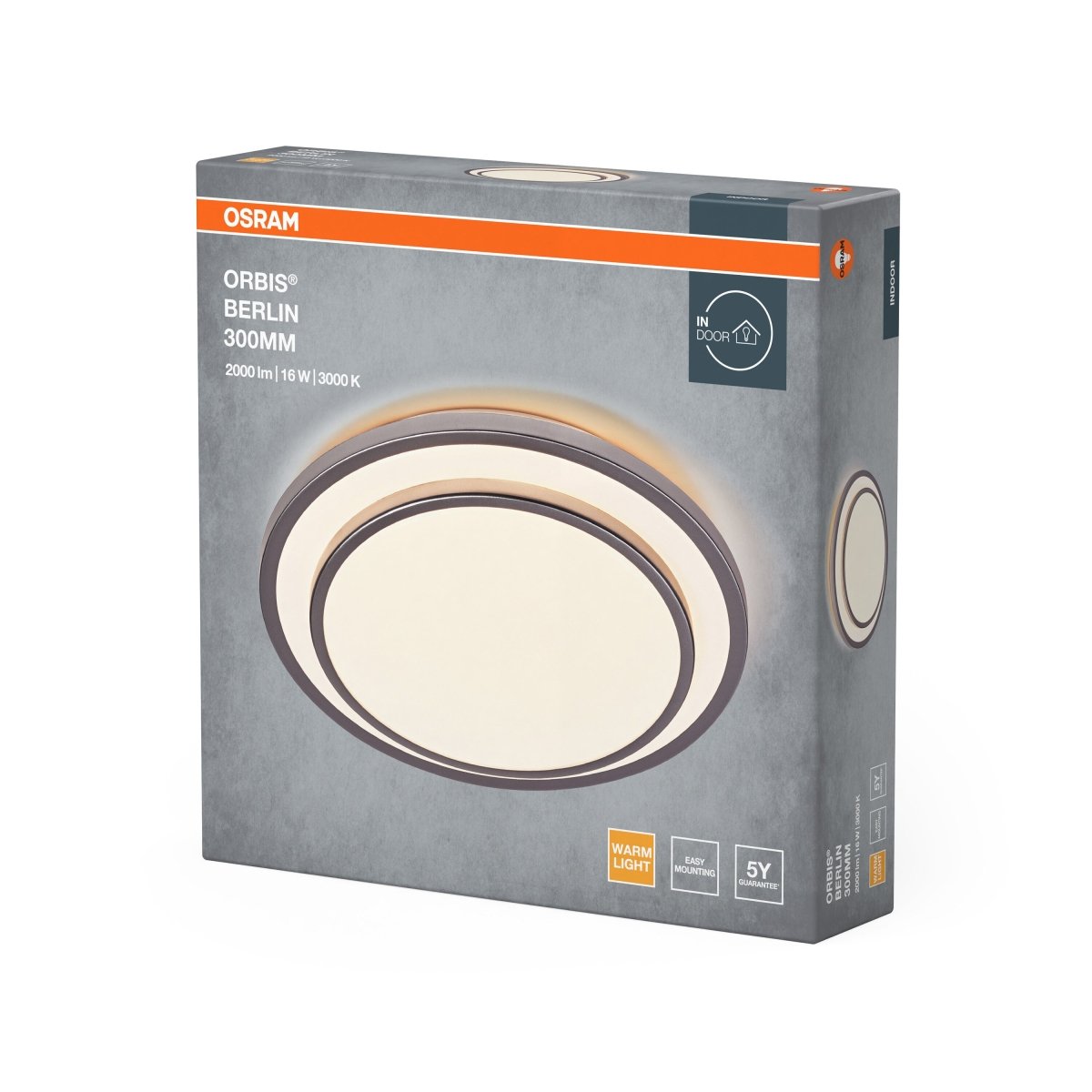 4099854446399 - LED stropní svítidlo stříbrné 16 W BERLIN 300 mm, teplá bílá OSRAM - Stropní svítidlo - LEDVANCE e - shop