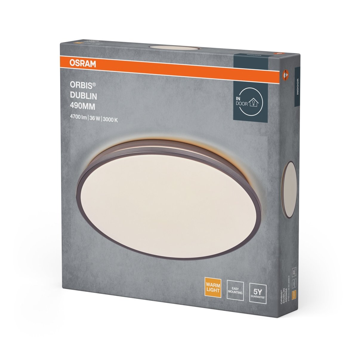 4099854447761 - LED stropní svítidlo stříbrné 36 W DUBLIN 490 mm, teplá bílá OSRAM - Stropní svítidlo - LEDVANCE e - shop