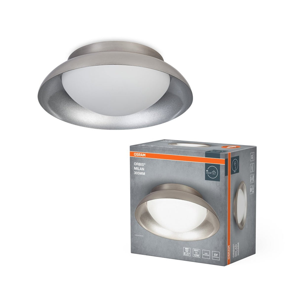 LED stropní svítidlo stříbrné E27 ORBIS MILAN 305mm OSRAM
