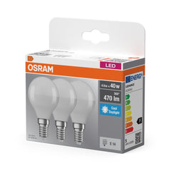 4099854515231 - LED žárovka Base Classic P 40, 4.9W, Studená bílá, Matná, E14 - Czechia LEDVANCE e - shop