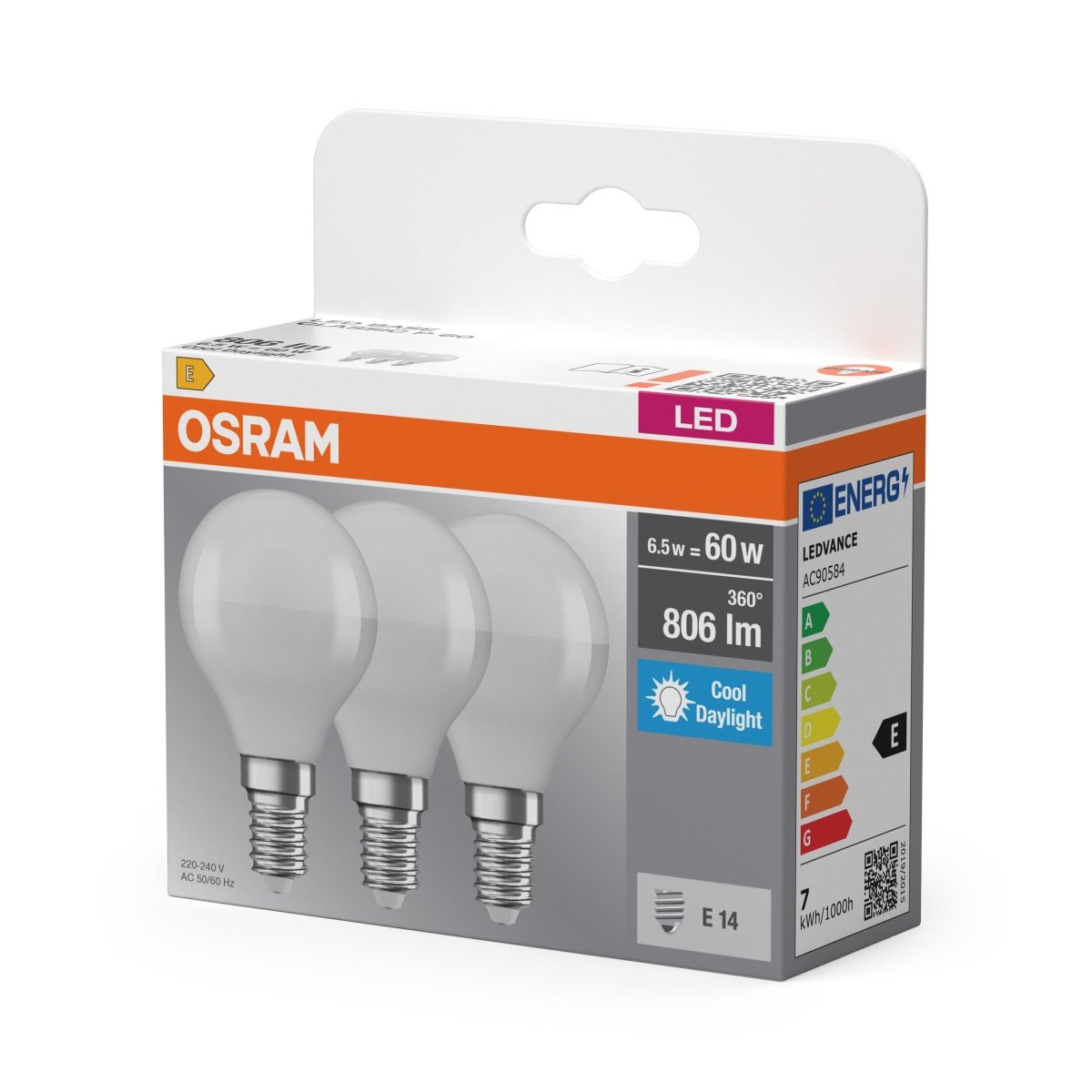 4099854515255 - LED žárovka Base Classic P 60, 6.5W, Studená bílá, Matná, E14 - Czechia LEDVANCE e - shop