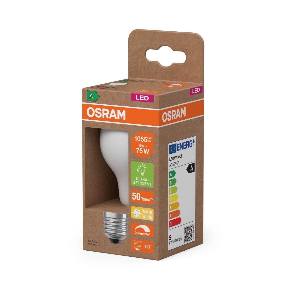 4099854477973 - LED žárovka Classic A 75 Filament DIM, Třída A, 5W, Teplá bílá, Matná, E27 - Czechia LEDVANCE e - shop