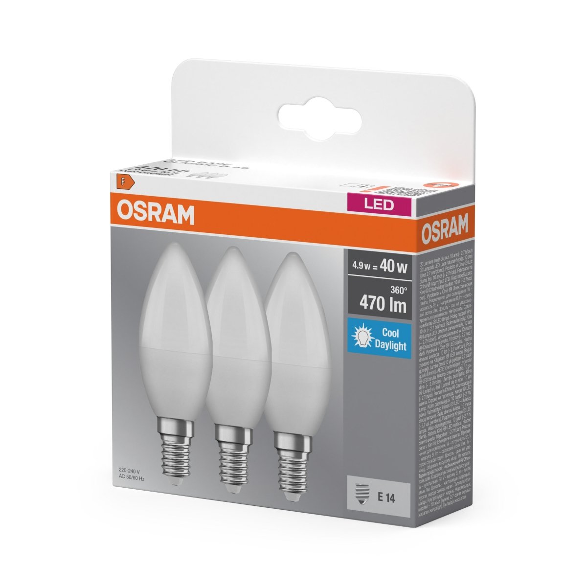4099854514333 - LED žárovka CLASSIC B 40W, 4.9W, Studená bílá, Matná, E14, Triple Pack - Czechia LEDVANCE e - shop