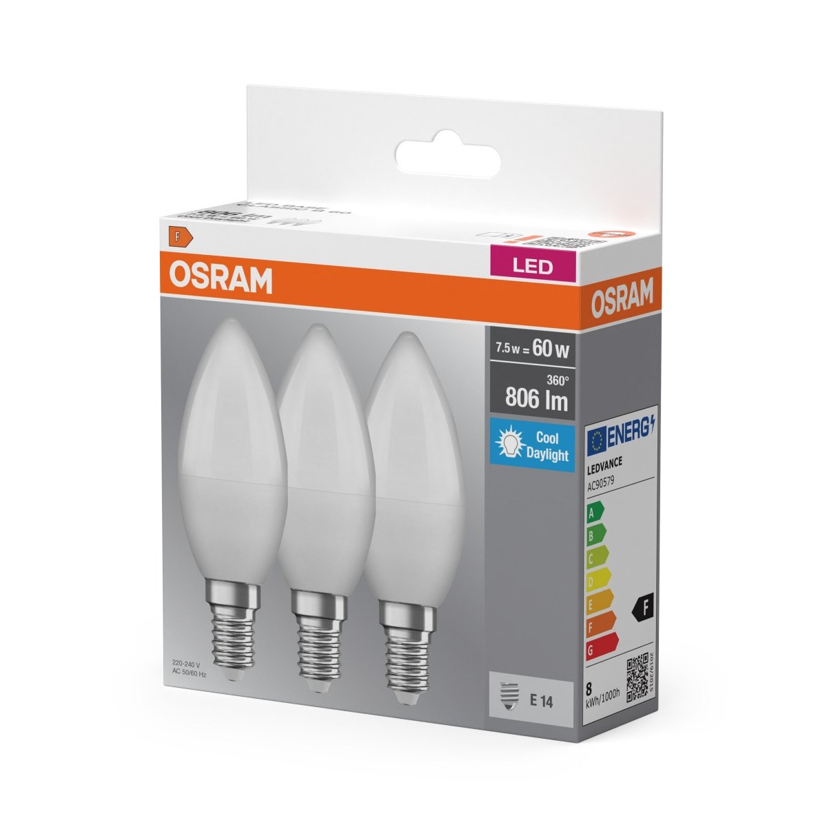 4099854514357 - LED žárovka CLASSIC B 60W, 6.8W, Teplá bílá, Matná, E14, Triple Pack - Czechia LEDVANCE e - shop