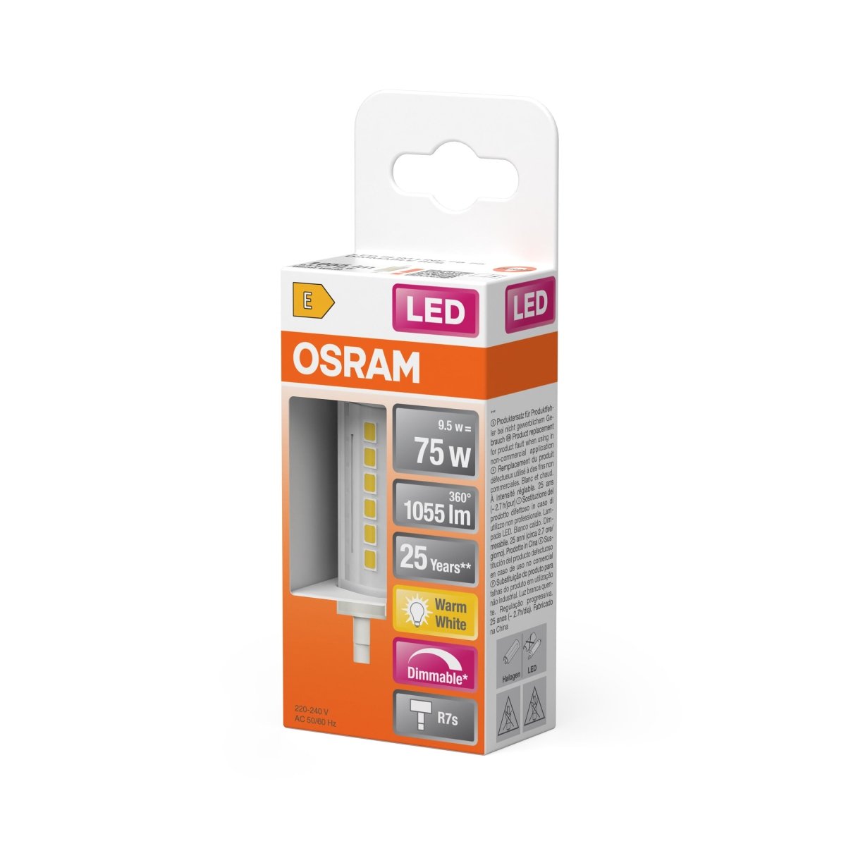 4099854503597 - LED žárovka LED Slim Line 78, Stmívatelná, 9.5W, Teplá bílá, Čirá, R7s - Czechia LEDVANCE e - shop