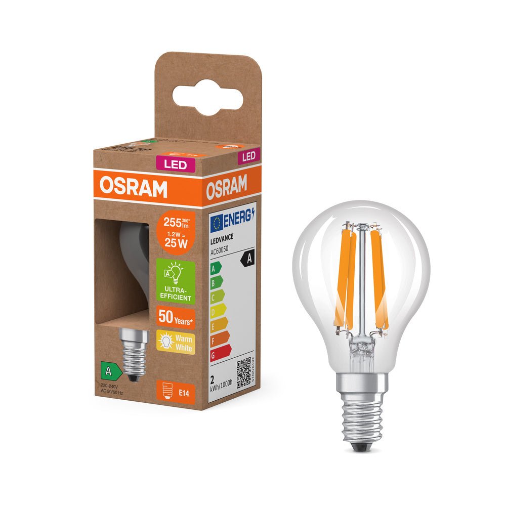LED žárovka ultra účinná E14 1.2W CLASSIC P, teplá bílá
