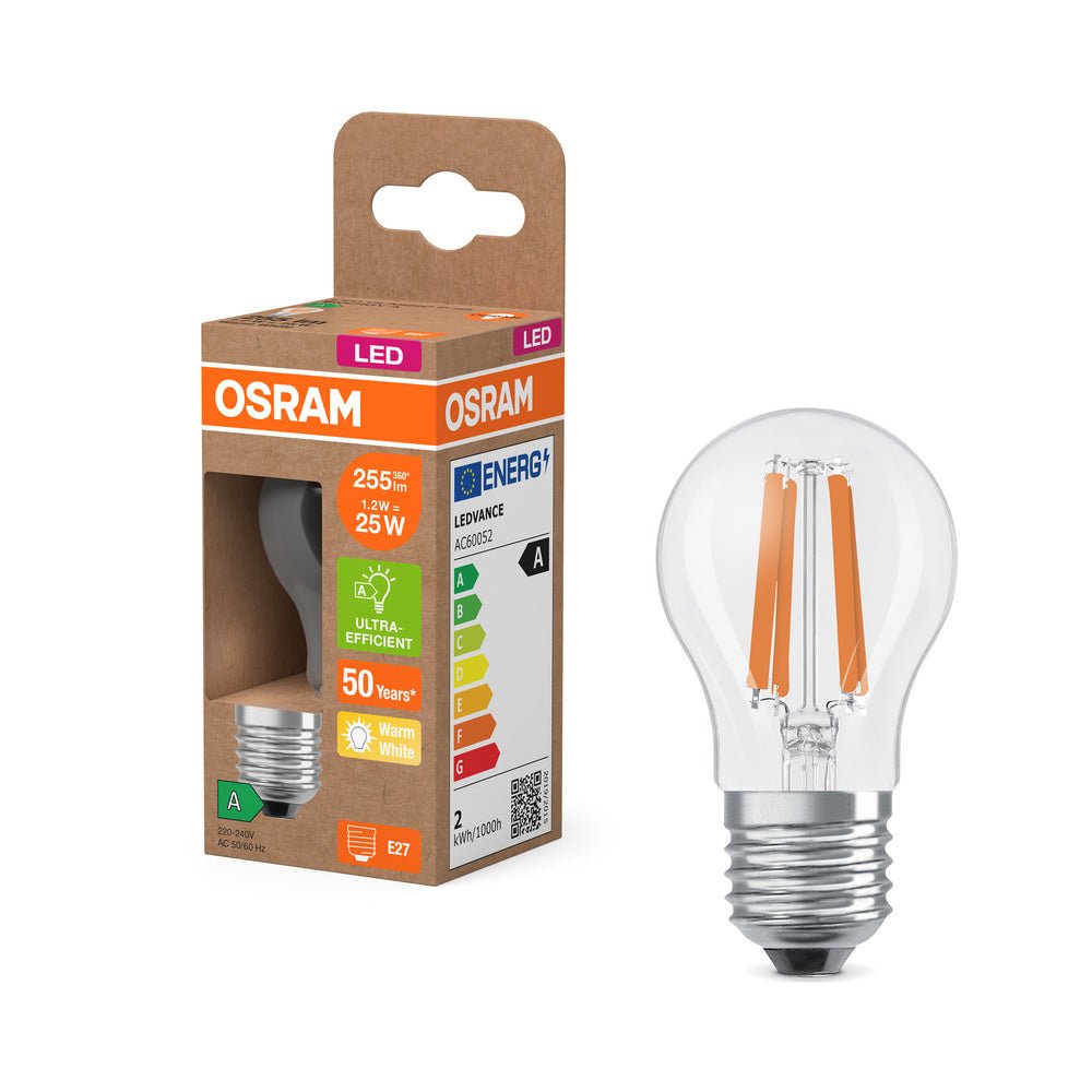 LED žárovka ultra účinná E27 1.2W CLASSIC P, teplá bílá