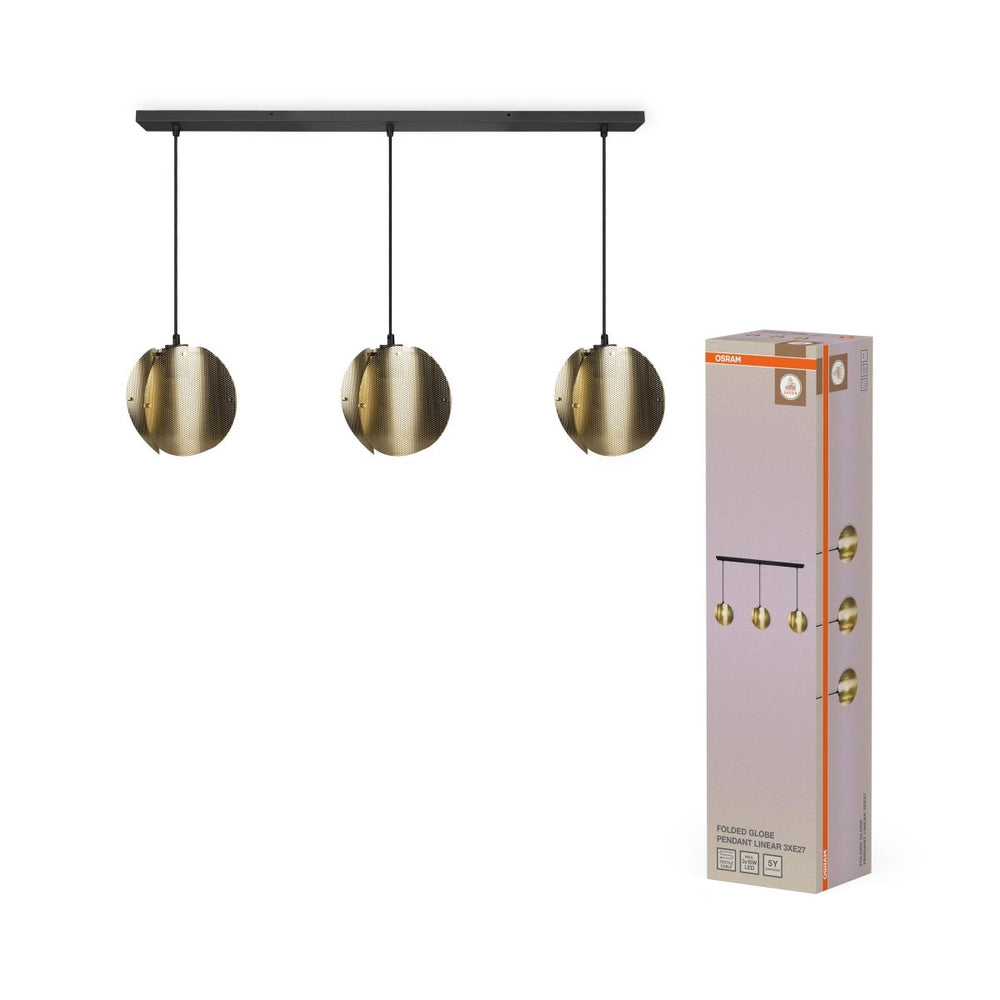 Lineární závěsná lampa Globe Gold 3xE27