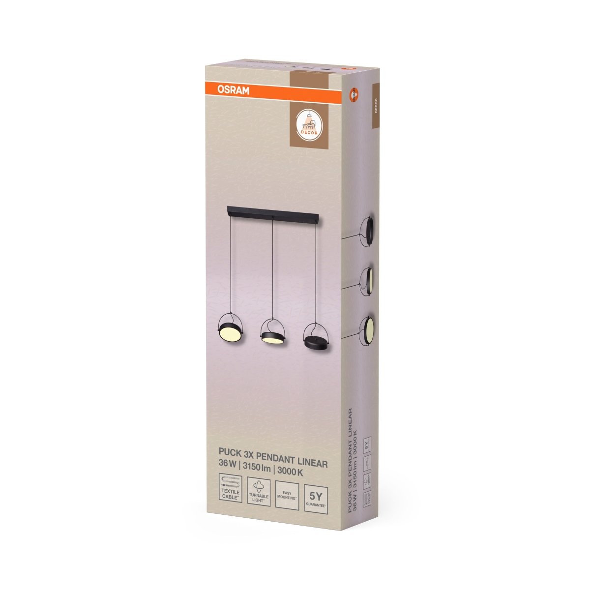 4058075846562 - Lineární závěsné svítidlo Puck (3 svítidla), 36W, Teplá bílá, Černé - Czechia LEDVANCE e - shop