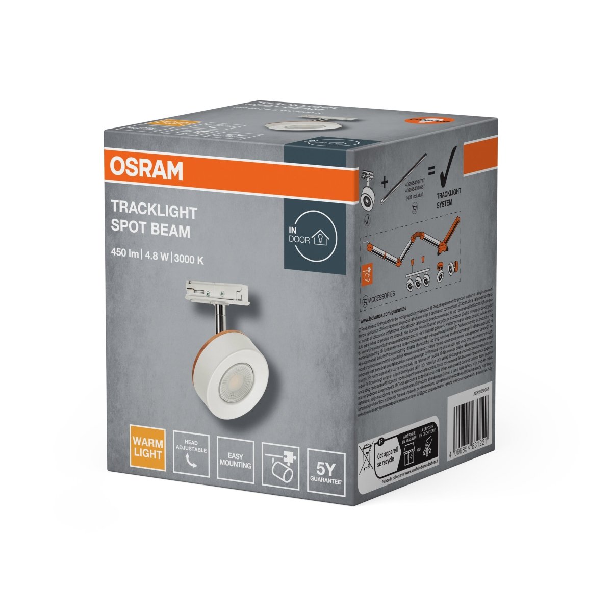 4099854631221 - Lištové bodové svítidlo Tracklight Beam, 4.8W, Teplá bílá, Bílé - Czechia LEDVANCE e - shop