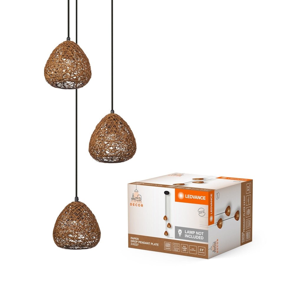 Lustr z papíru dekorativní 3x E27 6W DROP PENDANT PLATE