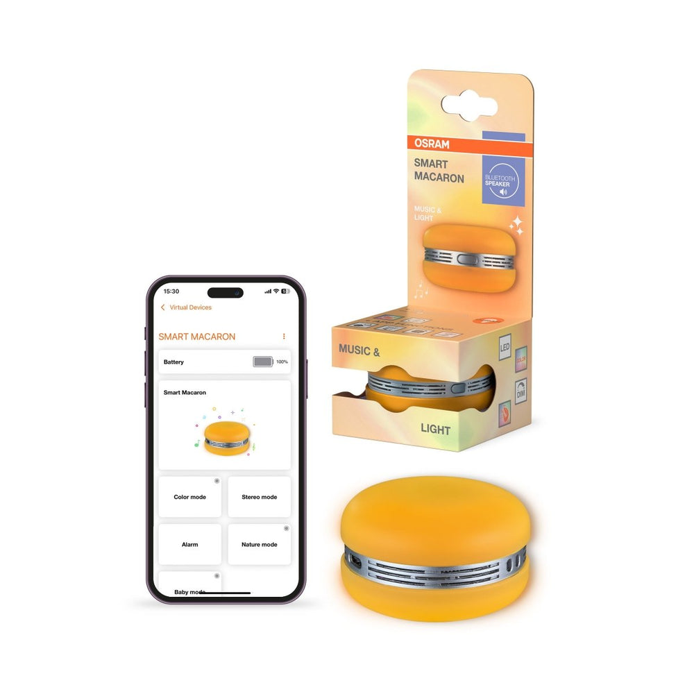 MAKRONKA Chytrý bluetooth reproduktor oranžový s RGB osvětlením