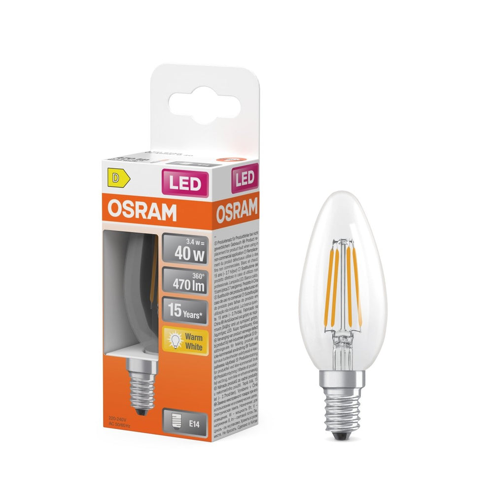 Malá LED svíčková žárovka E14 4 W CLASSIC B, teplá bílá OSRAM