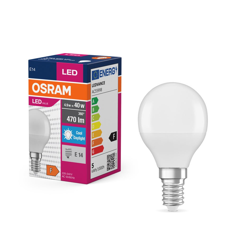 Matná LED žárovka E14 4.9 W CLASSIC A, studená denní bílá