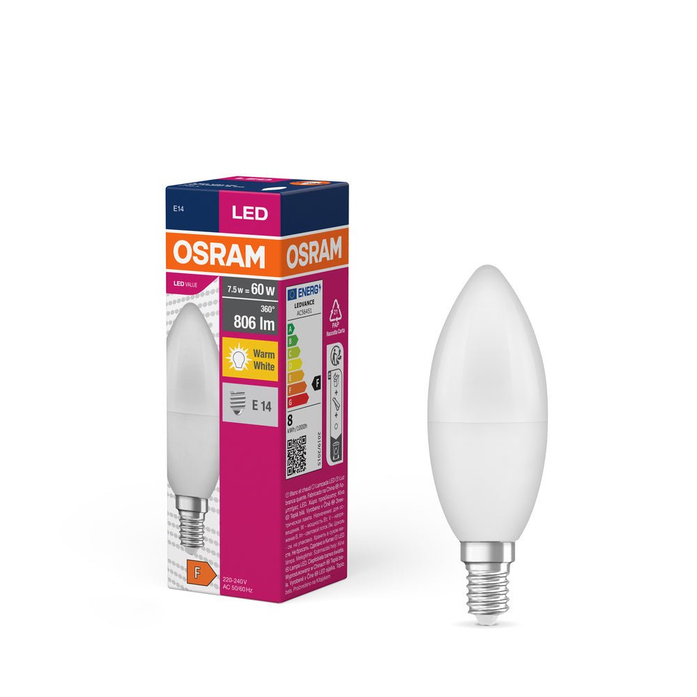 Matná LED žárovka E14 7 W CLASSIC B, teplá bílá