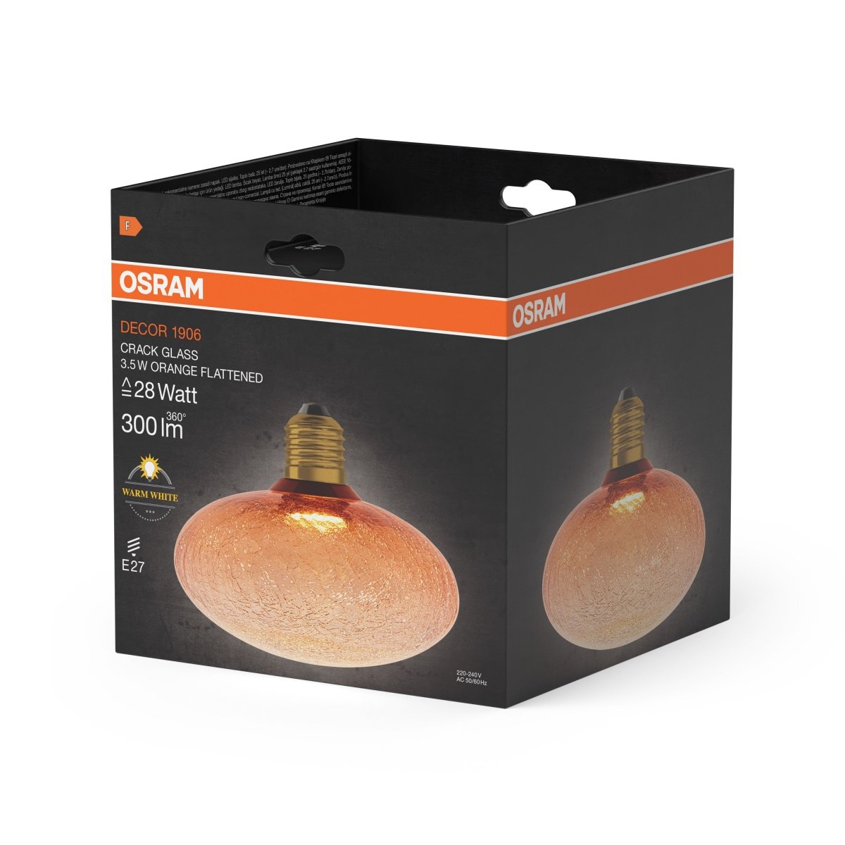 4099854608643 - Matná LED žárovka E27 3,5 W DECOR LAMP, oranžová, plochá - Žárovka - Czechia LEDVANCE e-shop