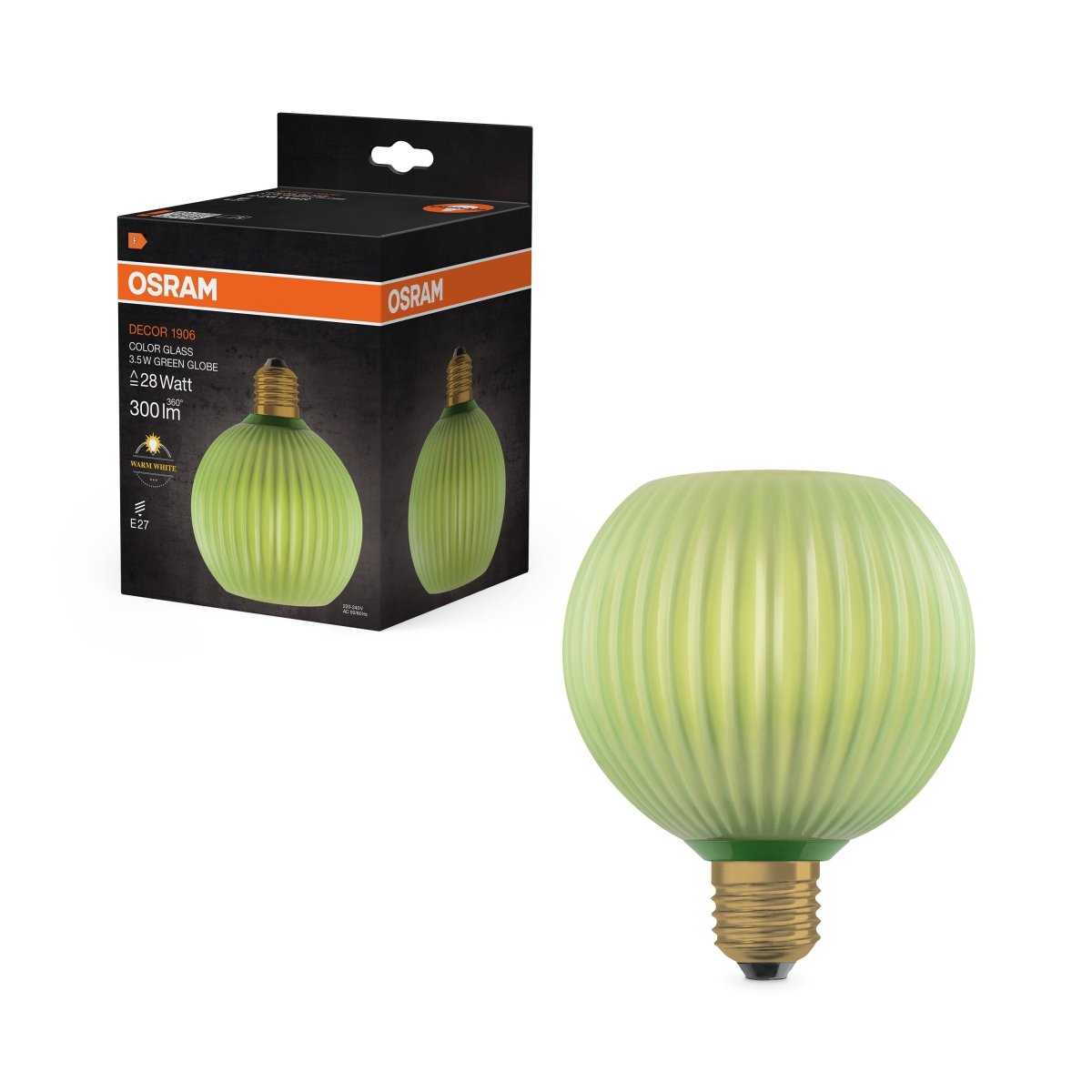 4099854608919 - Matná LED žárovka E27 3,5 W DECOR LAMP, zelená, kulatá - Žárovka - Czechia LEDVANCE e-shop