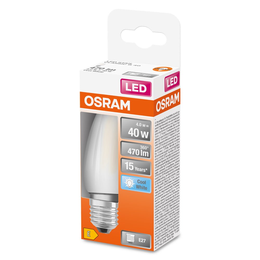 4058075654457 - Matná LED žárovka E27 4 W STAR CLASSIC B, studená bílá - Žárovka - LEDVANCE e - shop