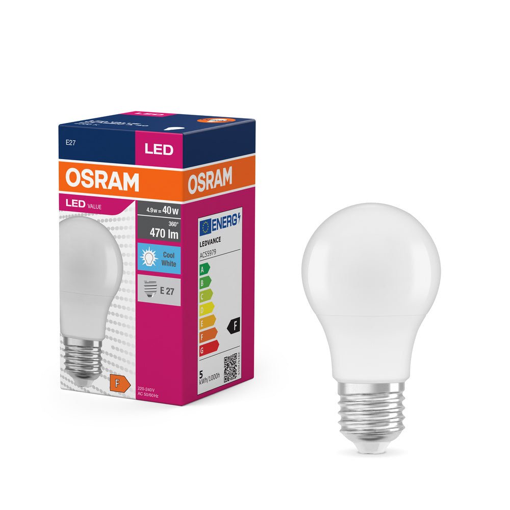 Matná LED žárovka E27 4.9 W CLASSIC A, studená bílá