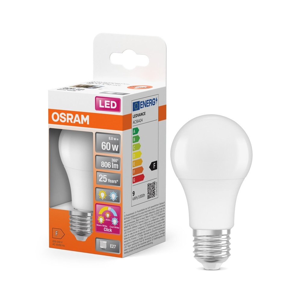 Matná LED žárovka E27 8.8 W, laditelná bílá