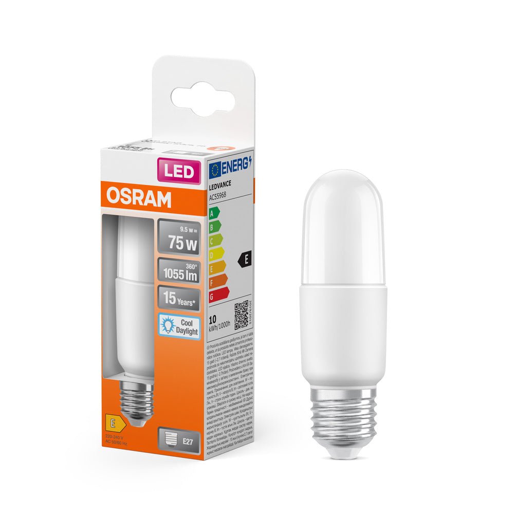 Matná LED žárovka E27 9W STAR Stick, studená denní bílá