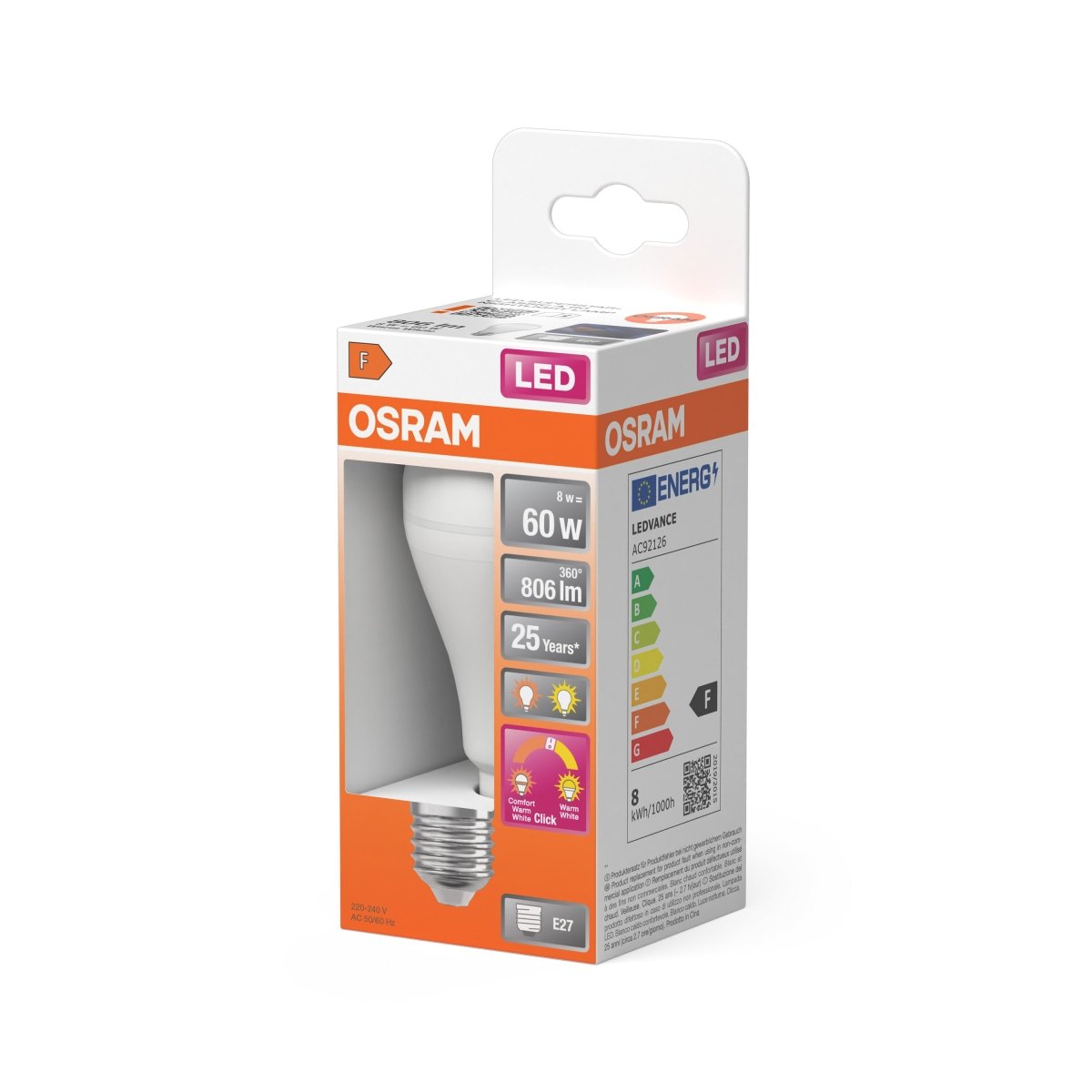 4099854768033 - Matná LED žárovka E27 STAR 8 W, laditelná bílá, náhrada 60 W - Žárovka - Czechia LEDVANCE e-shop