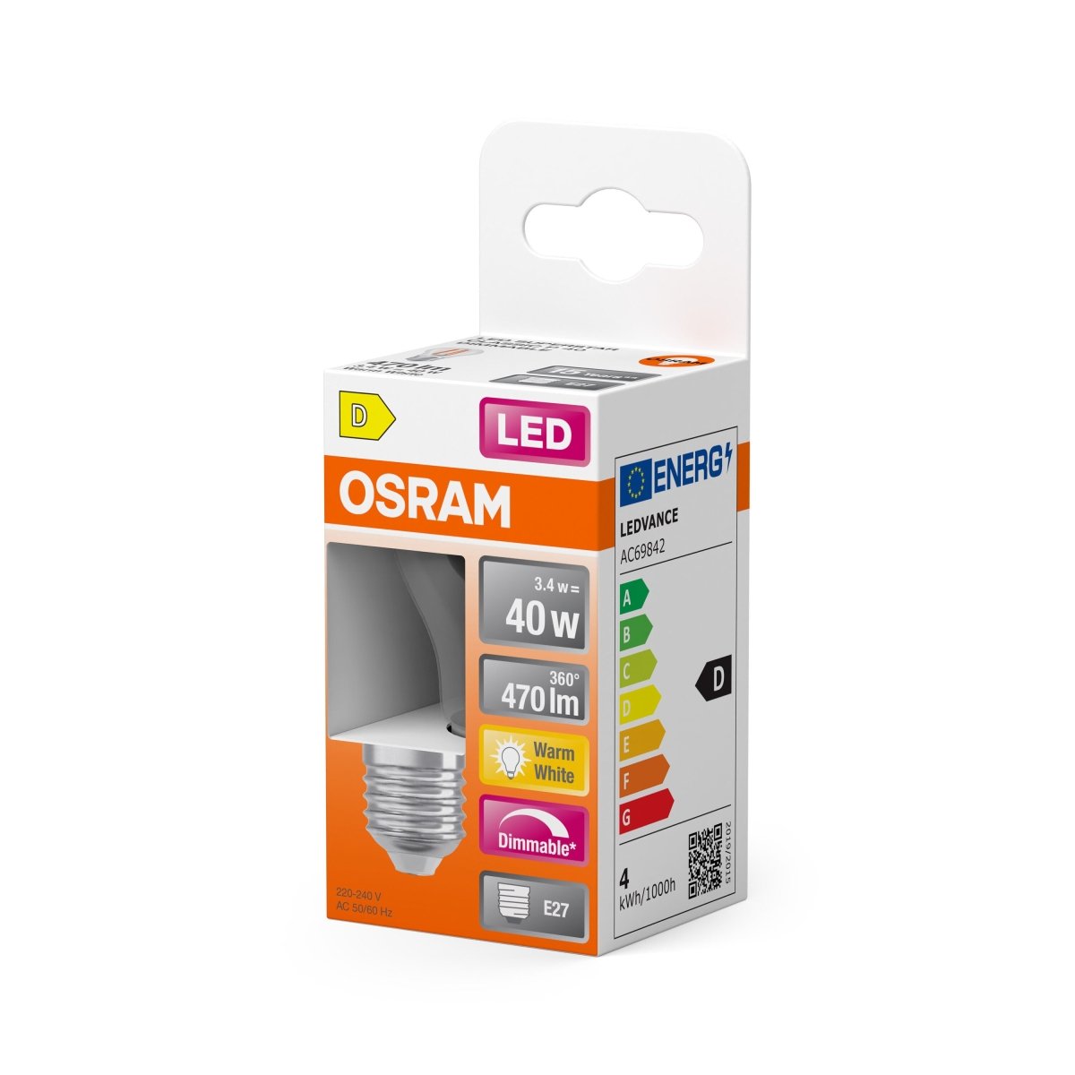 4099854443947 - Mini LED stmívatelná žárovka E27 4,8 W CLASSIC P, teplá bílá OSRAM - Žárovka - LEDVANCE e - shop