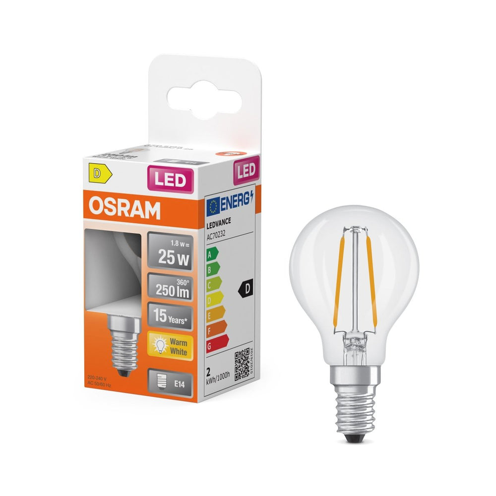 Mini LED žárovka E14 2,5 W CLASSIC P, teplá bílá OSRAM