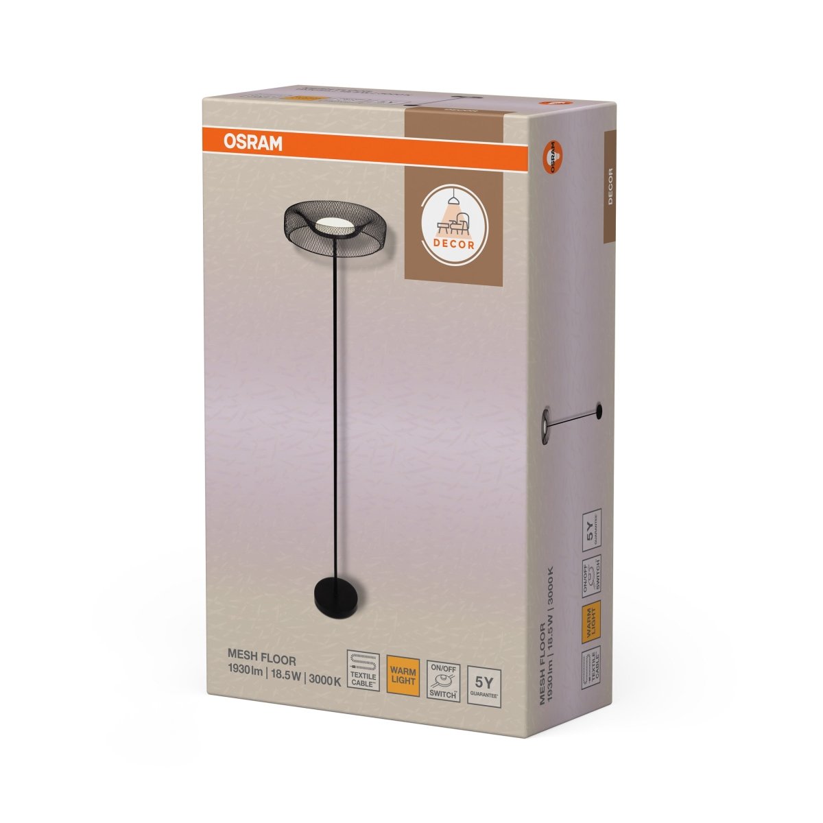 4099854481116 - Mřížkovaná stojací lampa Mesh, 18.5W, Teplá bílá, Černá - Czechia LEDVANCE e - shop