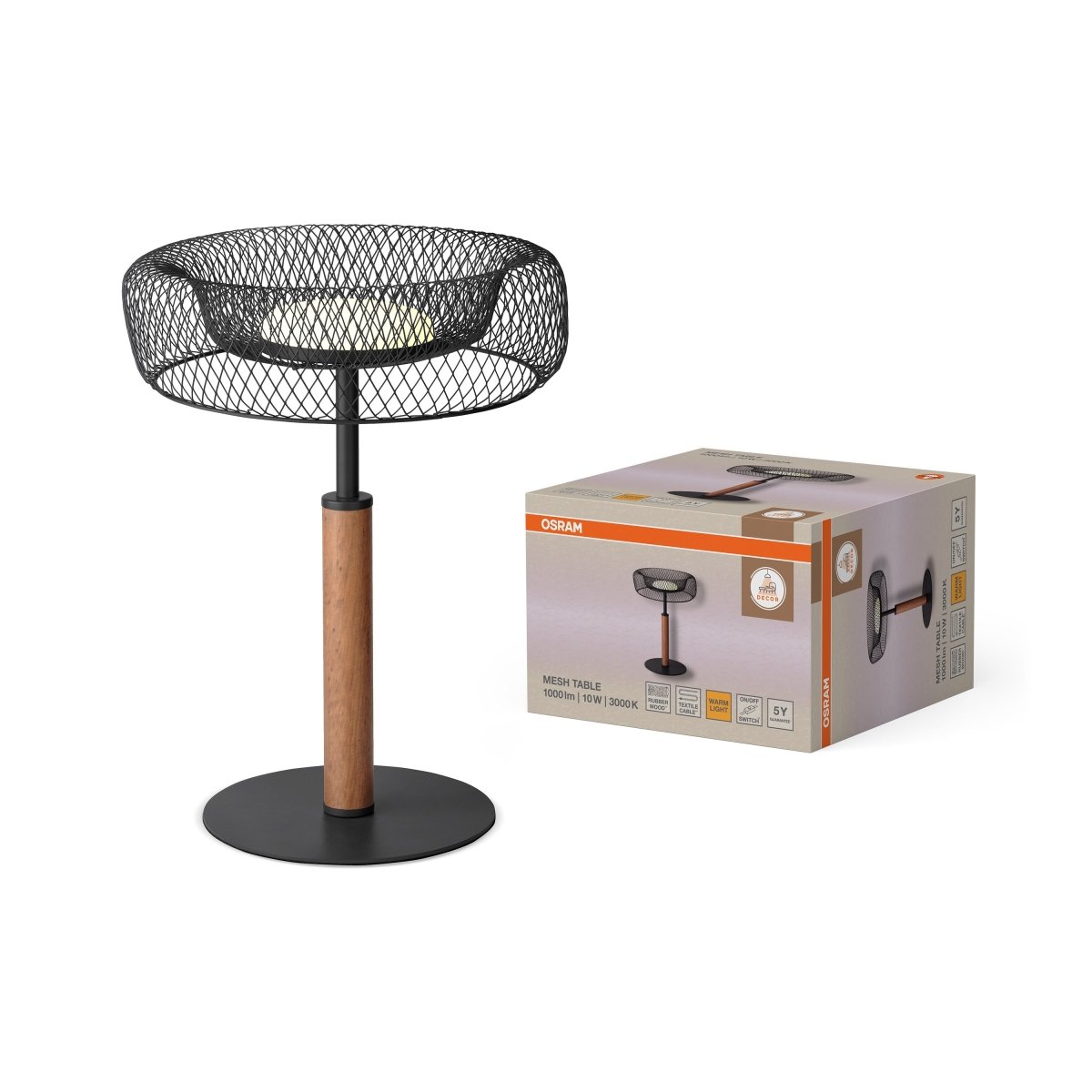 4058075847446 - Mřížkovaná stolní lampa Mesh, 10W, Teplá bílá, Černá - Czechia LEDVANCE e - shop