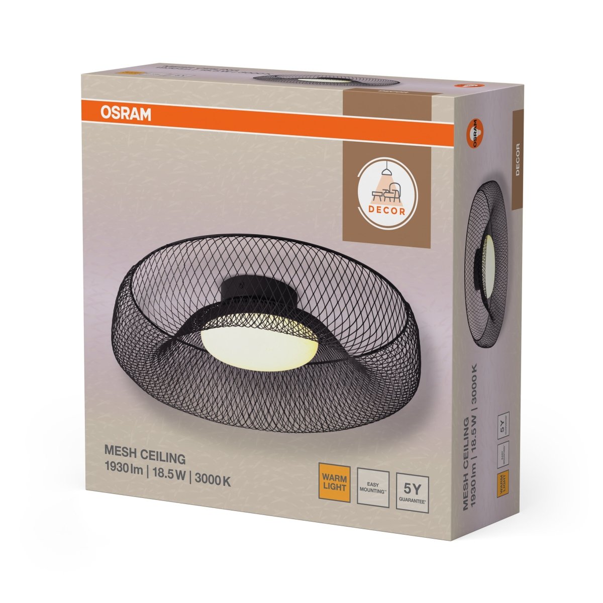 4058075847385 - Mřížkované stropní svítidlo Mesh, 18.5W, Teplá bílá, Černé - Czechia LEDVANCE e - shop