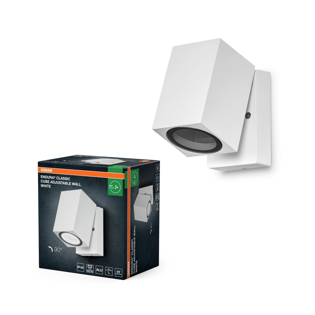4099854446290 - Nastavitelné venkovní nástěnné svítidlo Endura Classic Cube, Bílá, GU10 - Stropní svítidlo - LEDVANCE e - shop