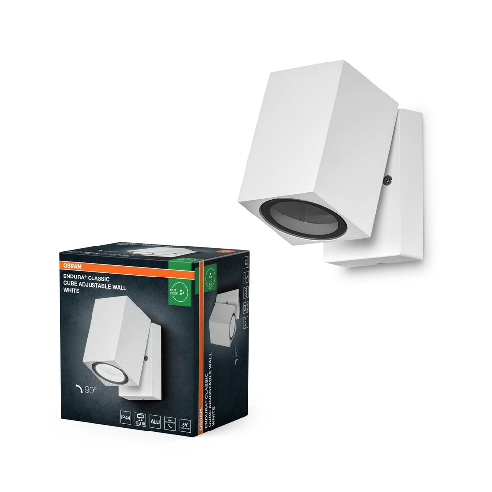 Nastavitelné venkovní nástěnné svítidlo Endura Classic Cube, Bílá, GU10