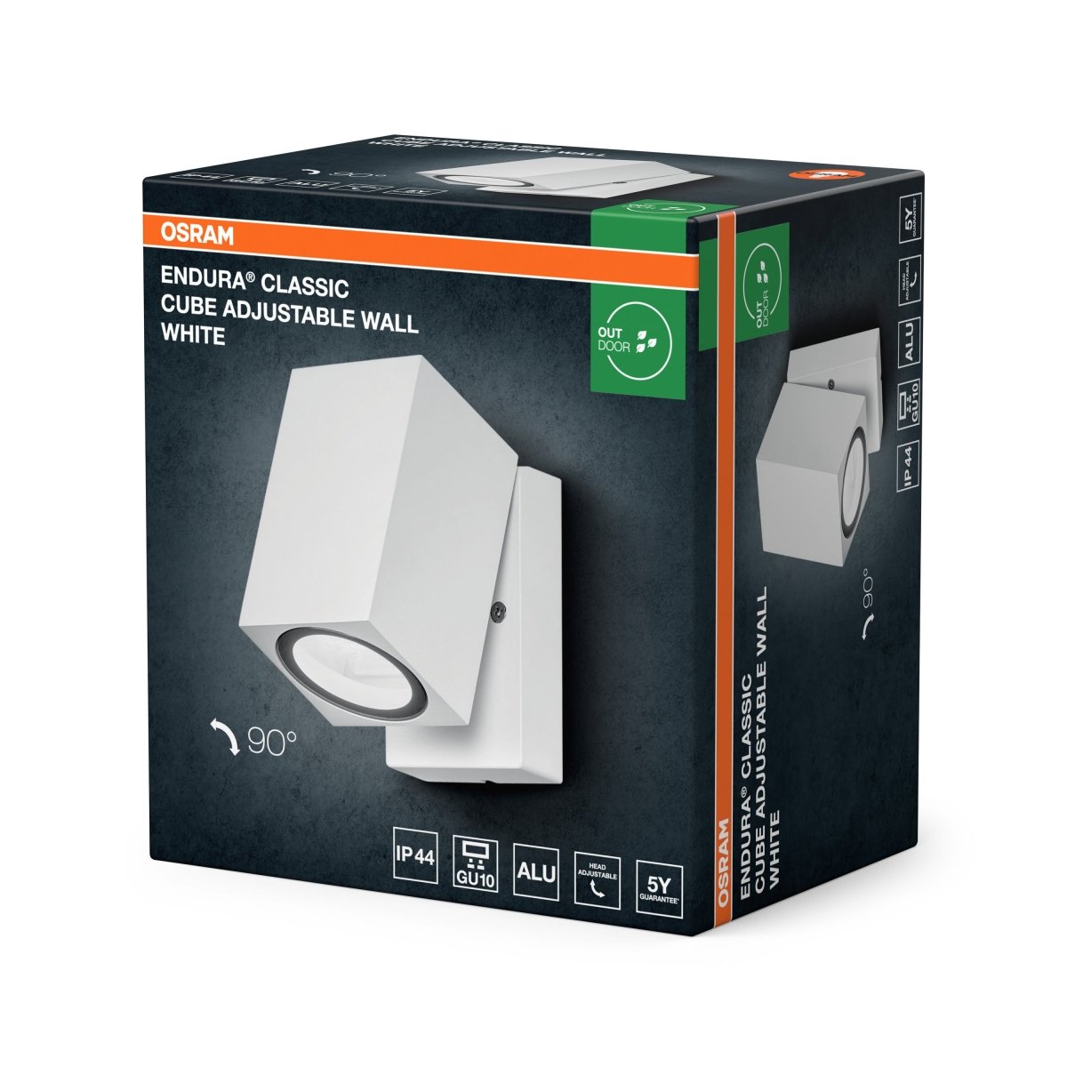 4099854446290 - Nastavitelné venkovní nástěnné svítidlo Endura Classic Cube, Bílá, GU10 - Stropní svítidlo - LEDVANCE e - shop