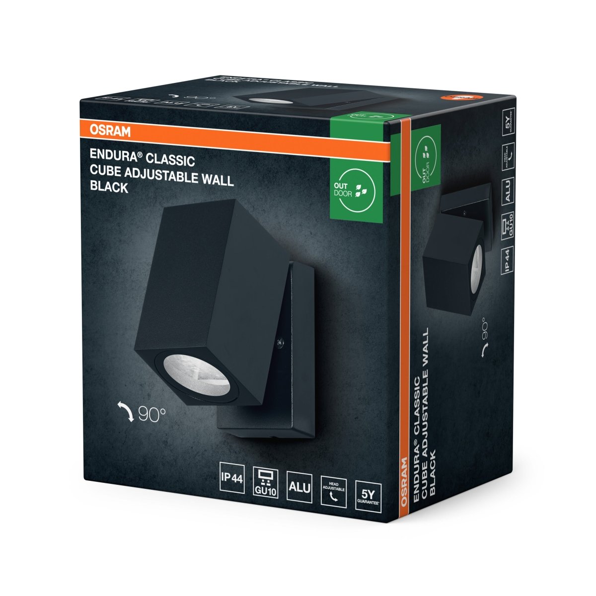 4099854445989 - Nastavitelné venkovní nástěnné svítidlo Endura Classic Cube, černé, GU10 - Stropní svítidlo - LEDVANCE e - shop