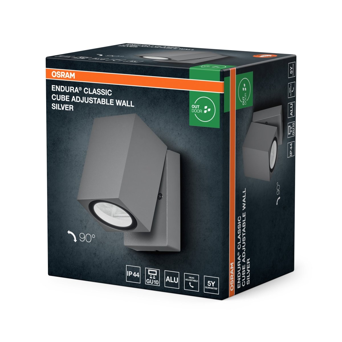 4099854446252 - Nastavitelné venkovní nástěnné svítidlo Endura Classic Cube, stříbrné, GU10 - Stropní svítidlo - LEDVANCE e - shop