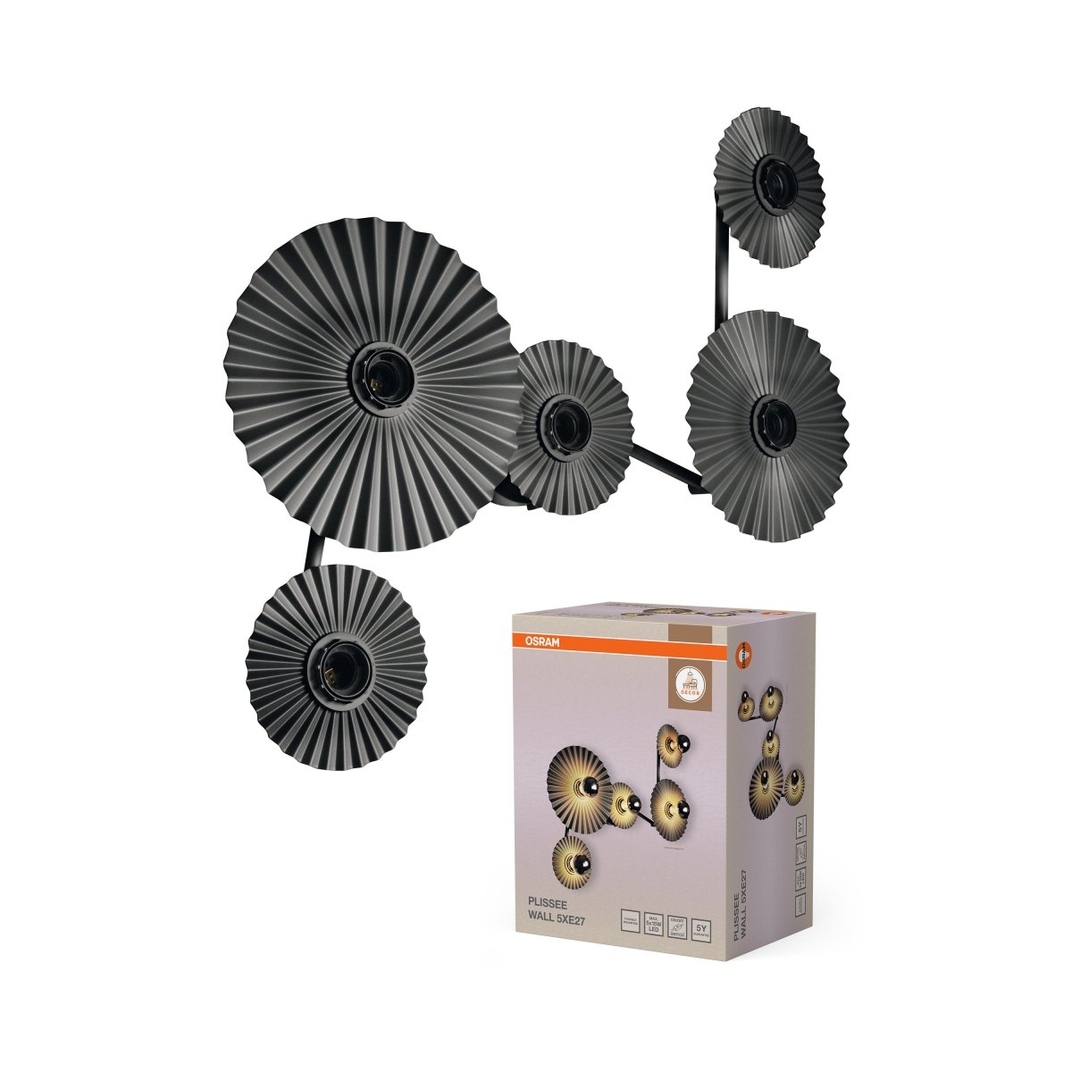 4058075851993 - Nástěnné svítidlo Decor Plisse, 5×E27, tmavě šedé - Nástěnné svítidlo - LEDVANCE e - shop