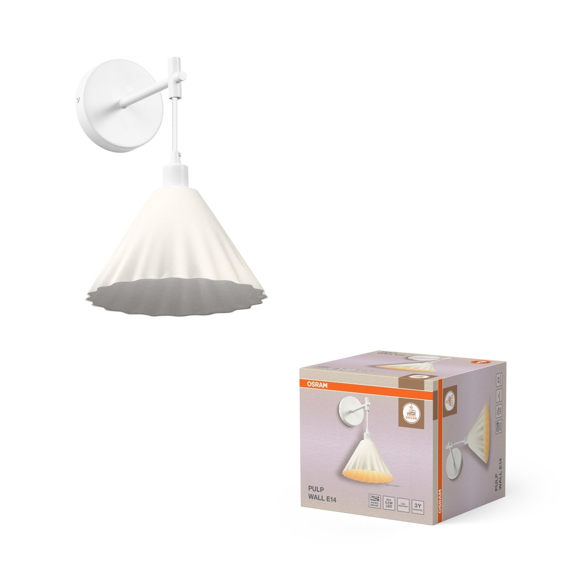 4099854454646 - Nástěnné svítidlo Decor Pulp E14, Bílé - Nástěnné svítidlo - Czechia LEDVANCE e - shop