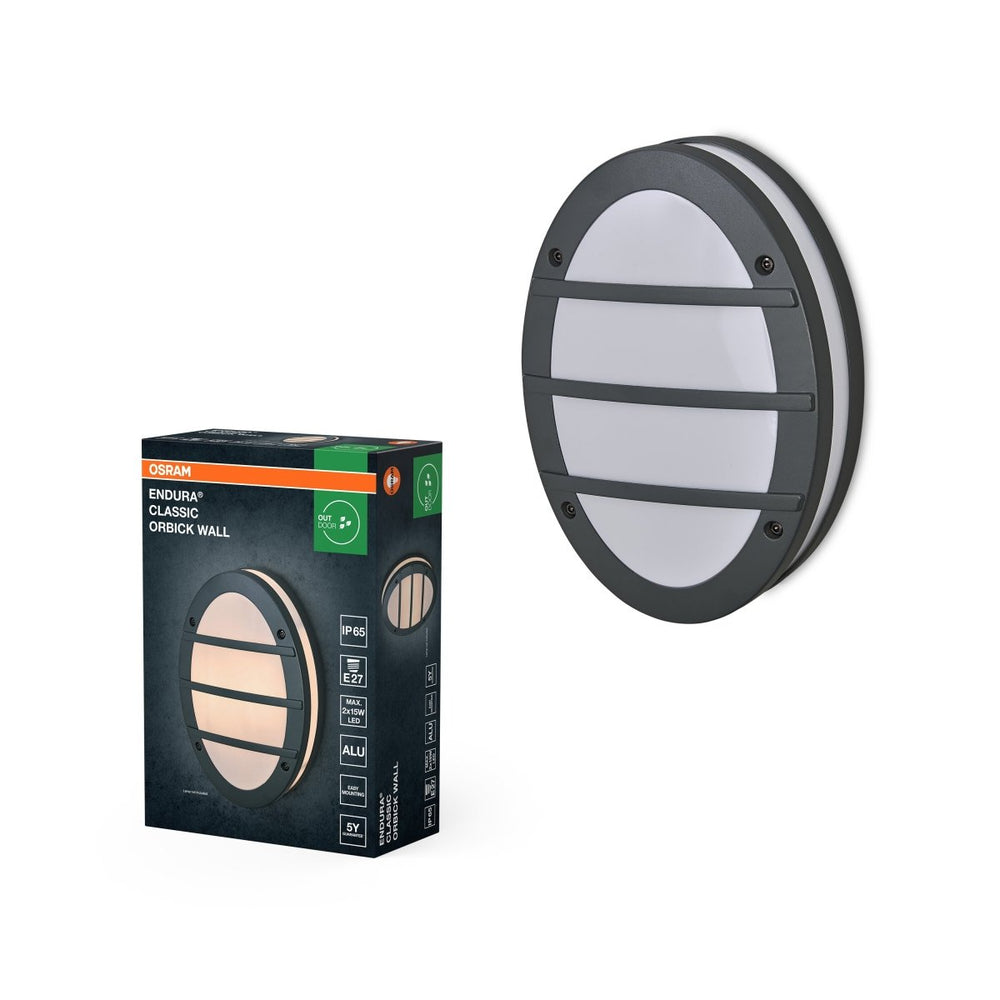 Nástěnné svítidlo Endura Classic Orbick, E27, IP65, tmavě šedé