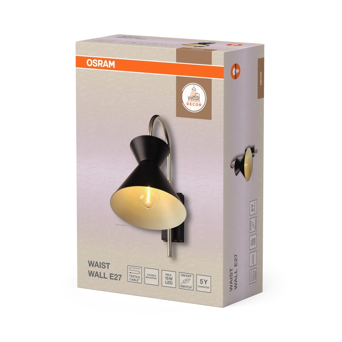 4058075846784 - Nástěnné svítidlo Waist, 1x E27, Černé - Czechia LEDVANCE e - shop