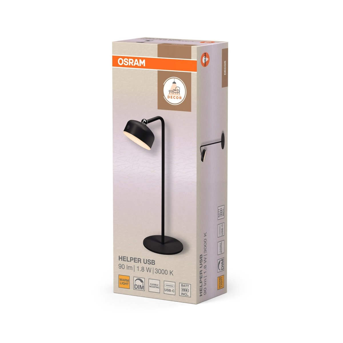 4058075849242 - Noční USB světlo Decor Helper, černá - Doplněk - Czechia LEDVANCE e-shop