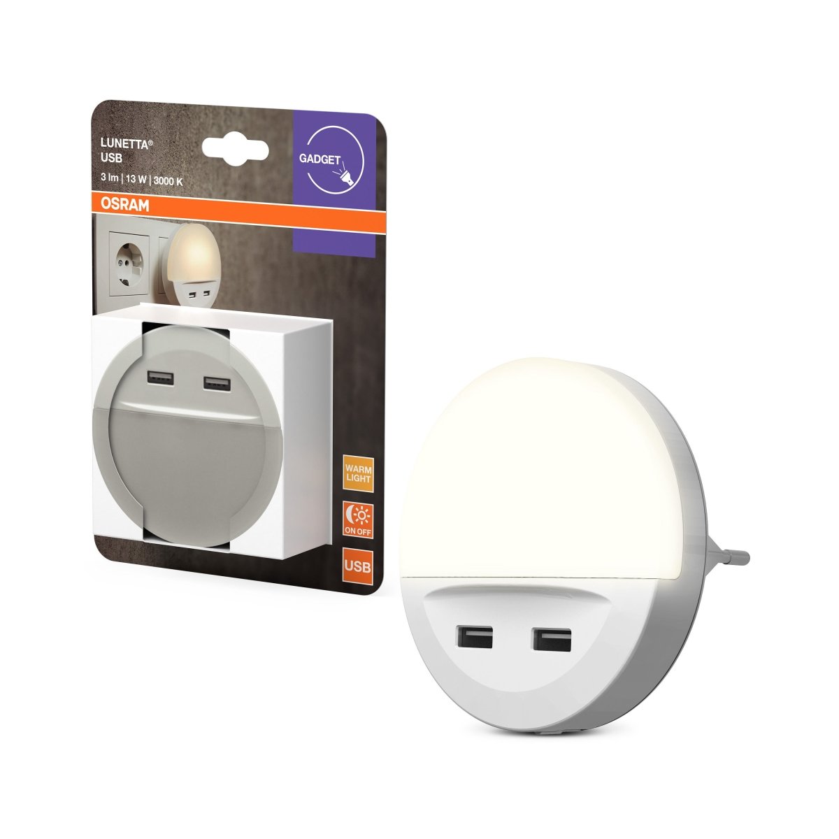 4099854530753 - Orientační dětské noční LED světlo do zásuvky LUNETTA USB OSRAM - Orientační svítidlo - LEDVANCE e - shop