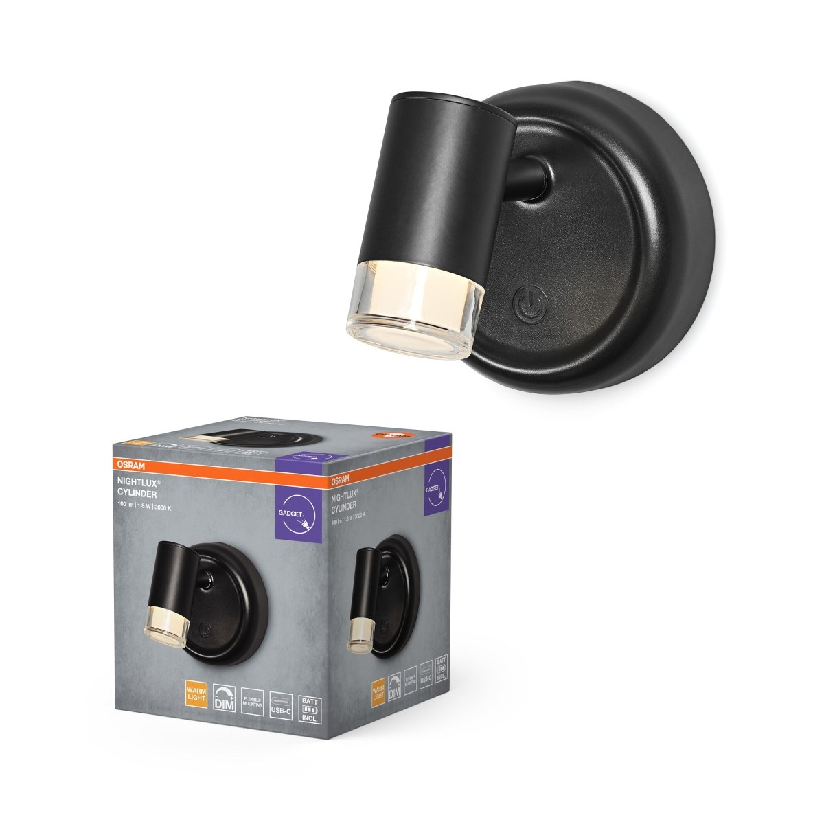 4099854478918 - Orientační svítidlo NIGHTLUX® Cylinder, černá, teplá bílá - Orientační svítidlo - Czechia LEDVANCE e-shop