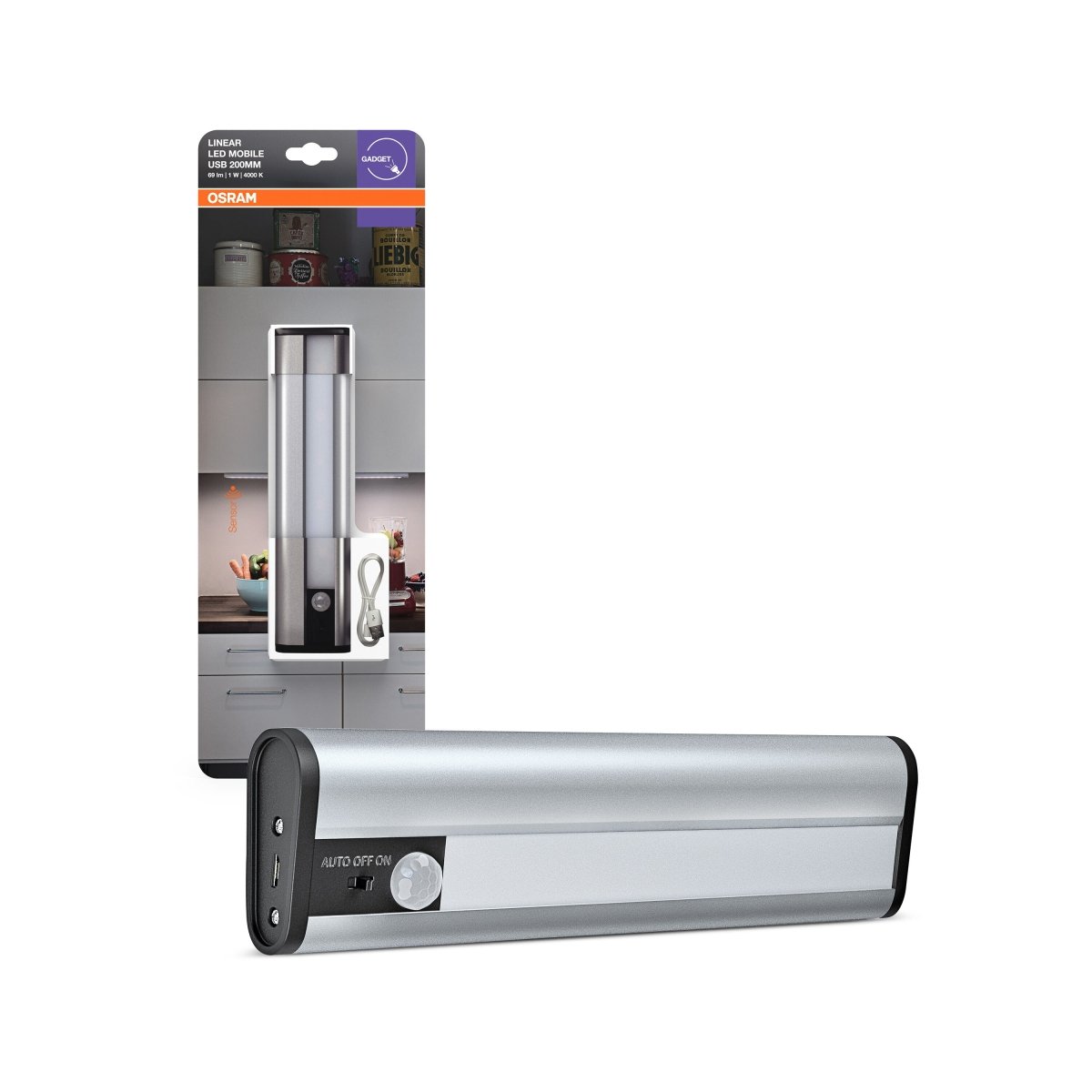 4099854497391 - Přenosné nabíjecí LED světlo pod linku s USB a senzorem 200 OSRAM - Podlinkové svítidlo - LEDVANCE e - shop