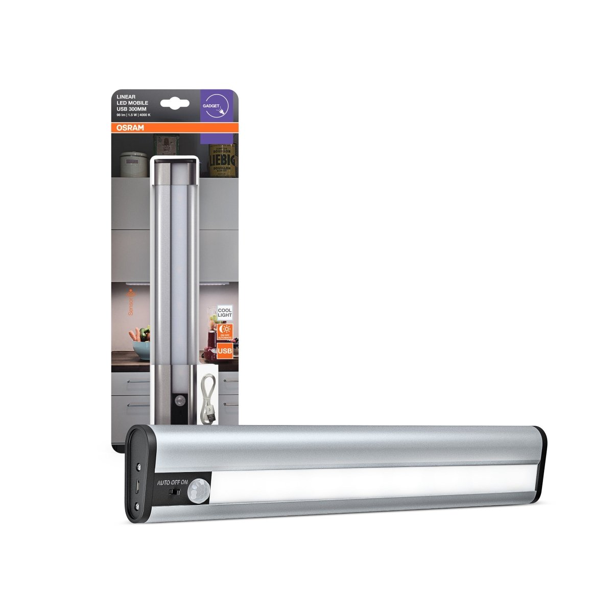 4099854497445 - Přenosné nabíjecí LED světlo pod linku s USB a senzorem 300 OSRAM - Podlinkové svítidlo - LEDVANCE e - shop