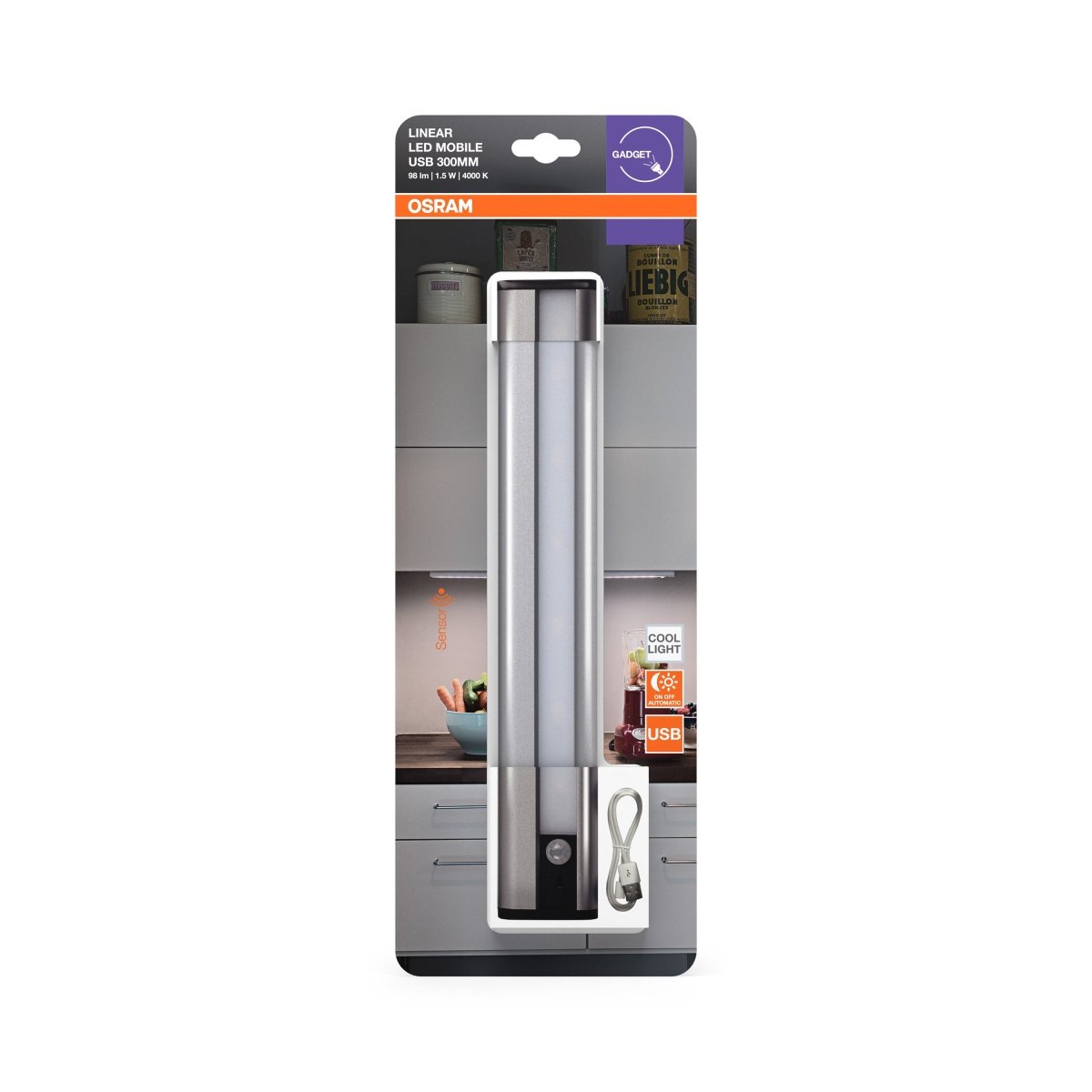 4099854497445 - Přenosné nabíjecí LED světlo pod linku s USB a senzorem 300 OSRAM - Podlinkové svítidlo - LEDVANCE e - shop