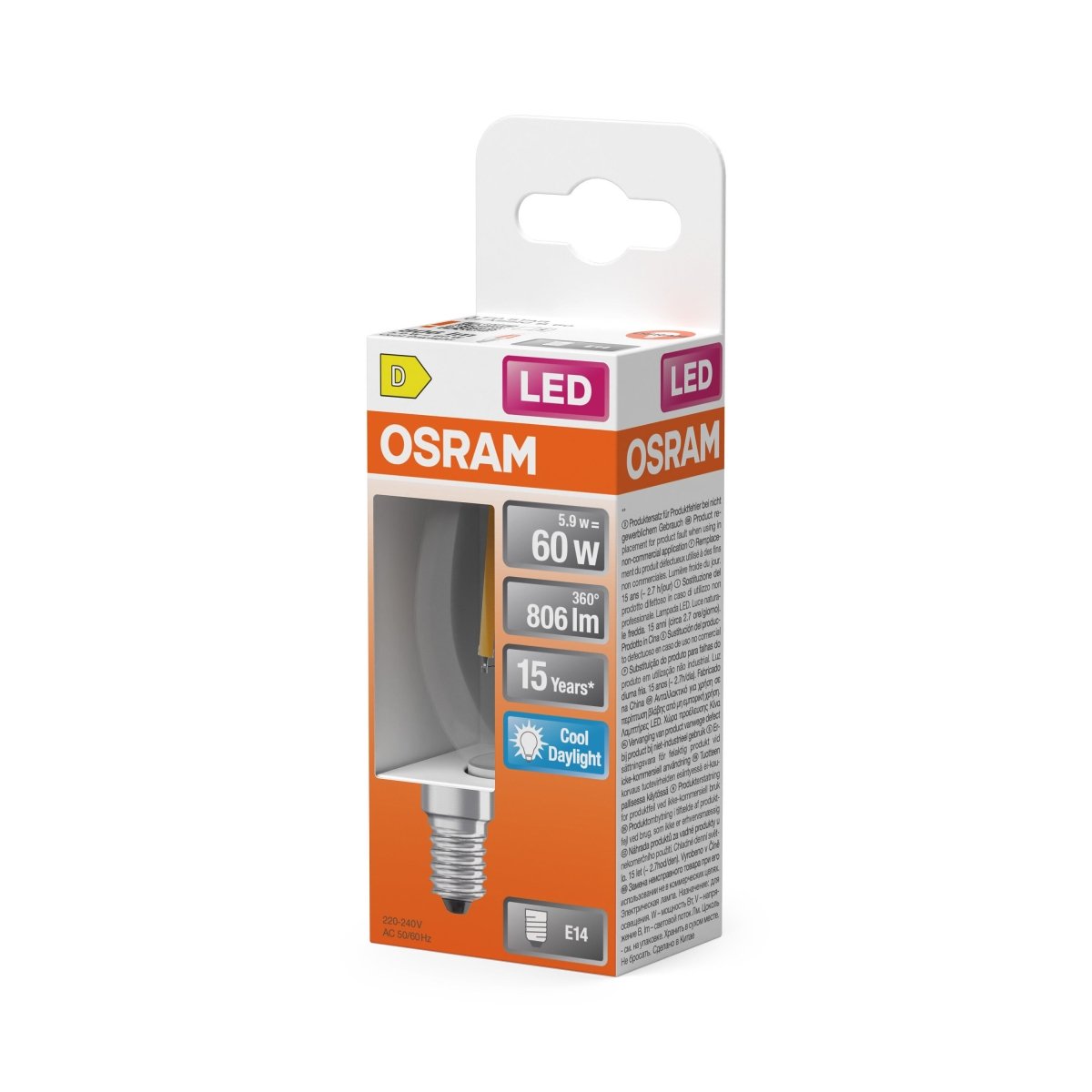 4099854514814 - Průhledná LED žárovka E14 STAR 5,9 W, studená bílá - Žárovka - Czechia LEDVANCE e-shop