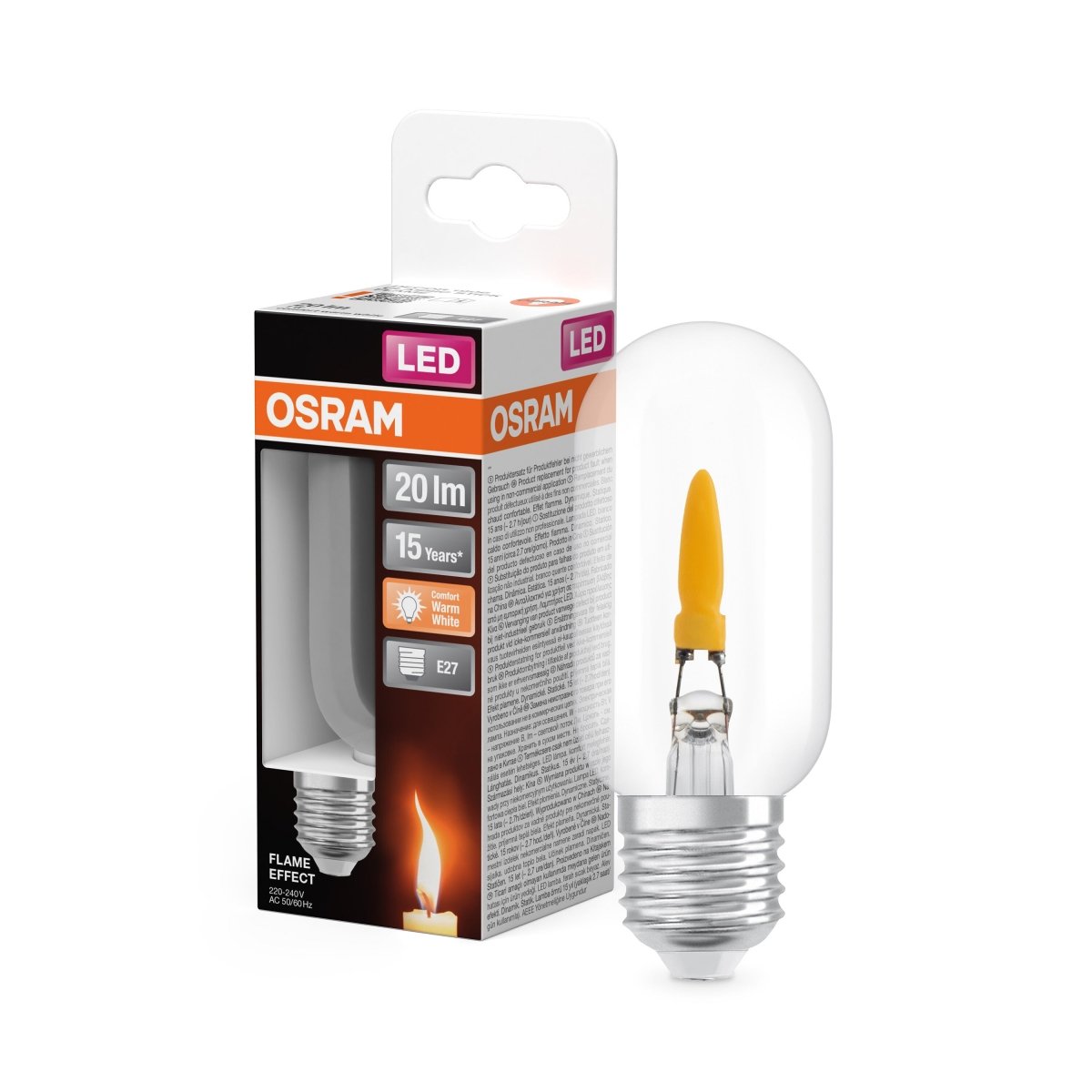 4099854748097 - Průhledná LED žárovka E27 1 W FLAME, komfortní teplá bílá - Žárovka - Czechia LEDVANCE e-shop