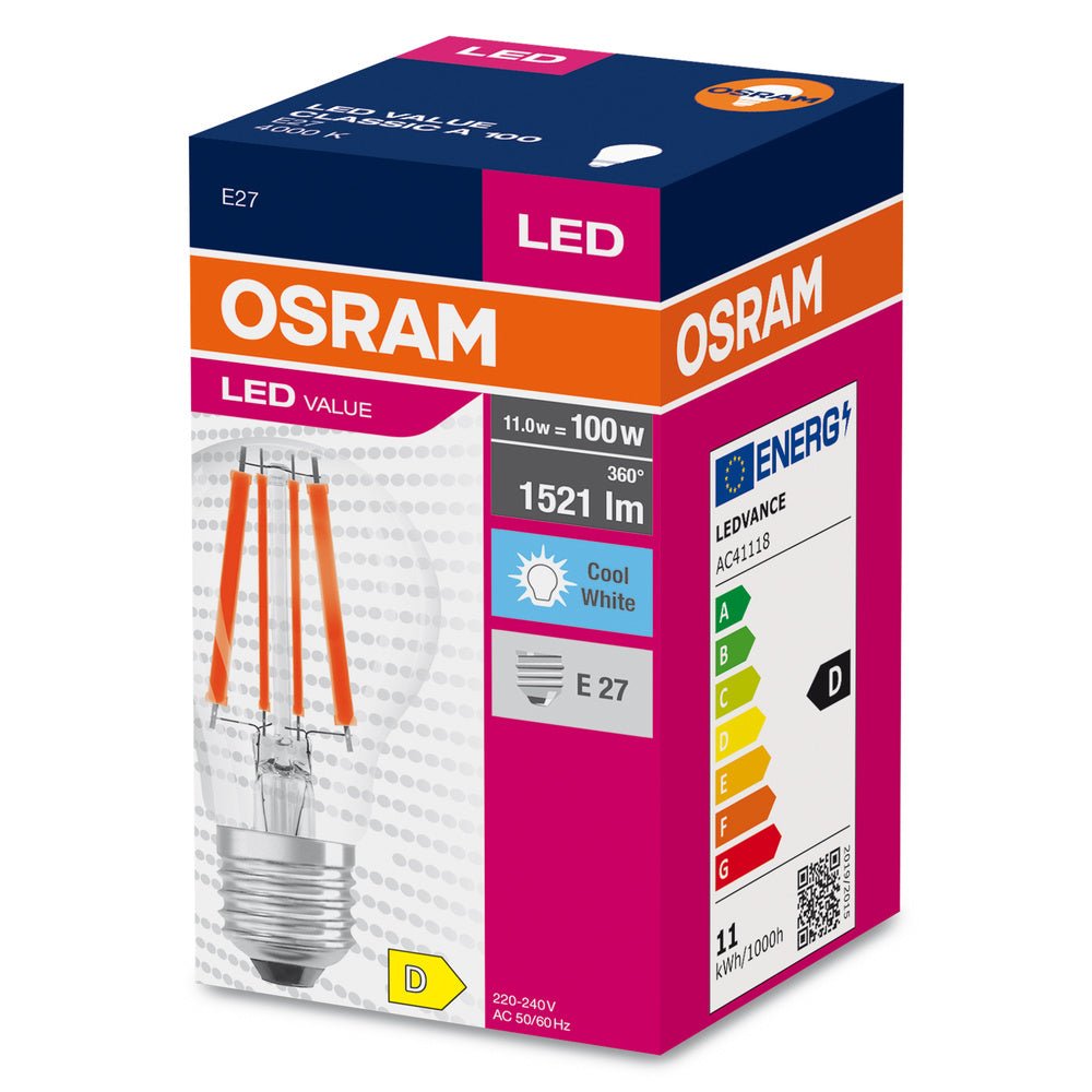 4058075439597 - Průhledná LED žárovka E27 11 W CLASSIC A, studená bílá - Žárovka - Czechia LEDVANCE e - shop